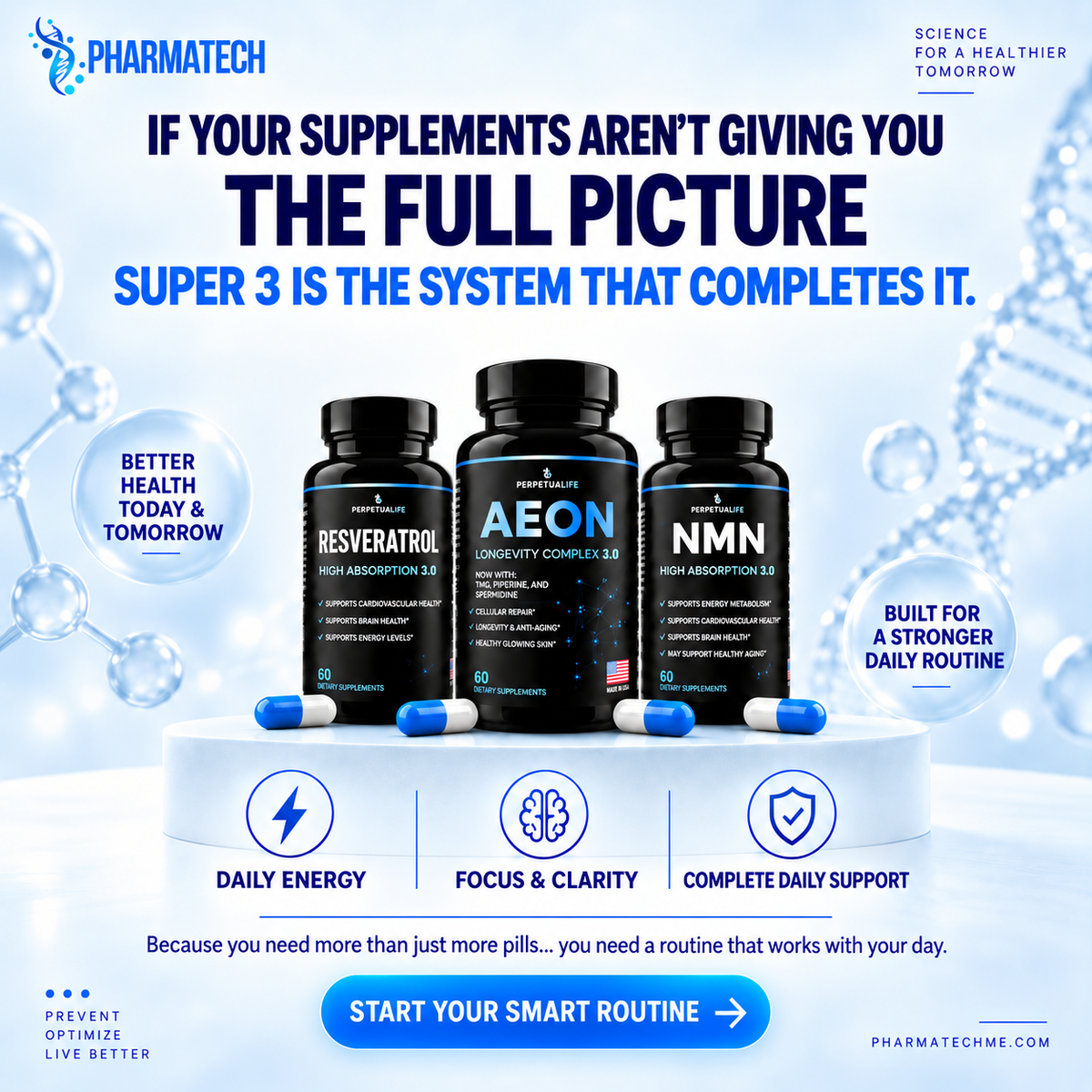 Super 3 Bundle | AEON + NMN + Resveratrol