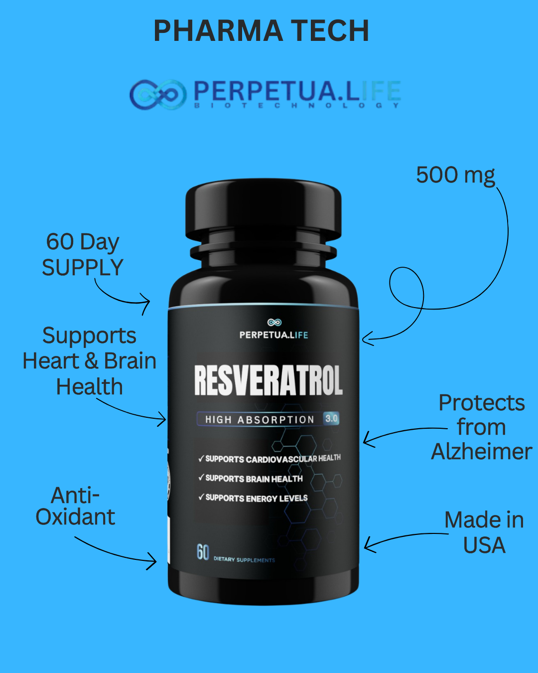 Resveratrol 500mg – Antioxidant for Longevity
