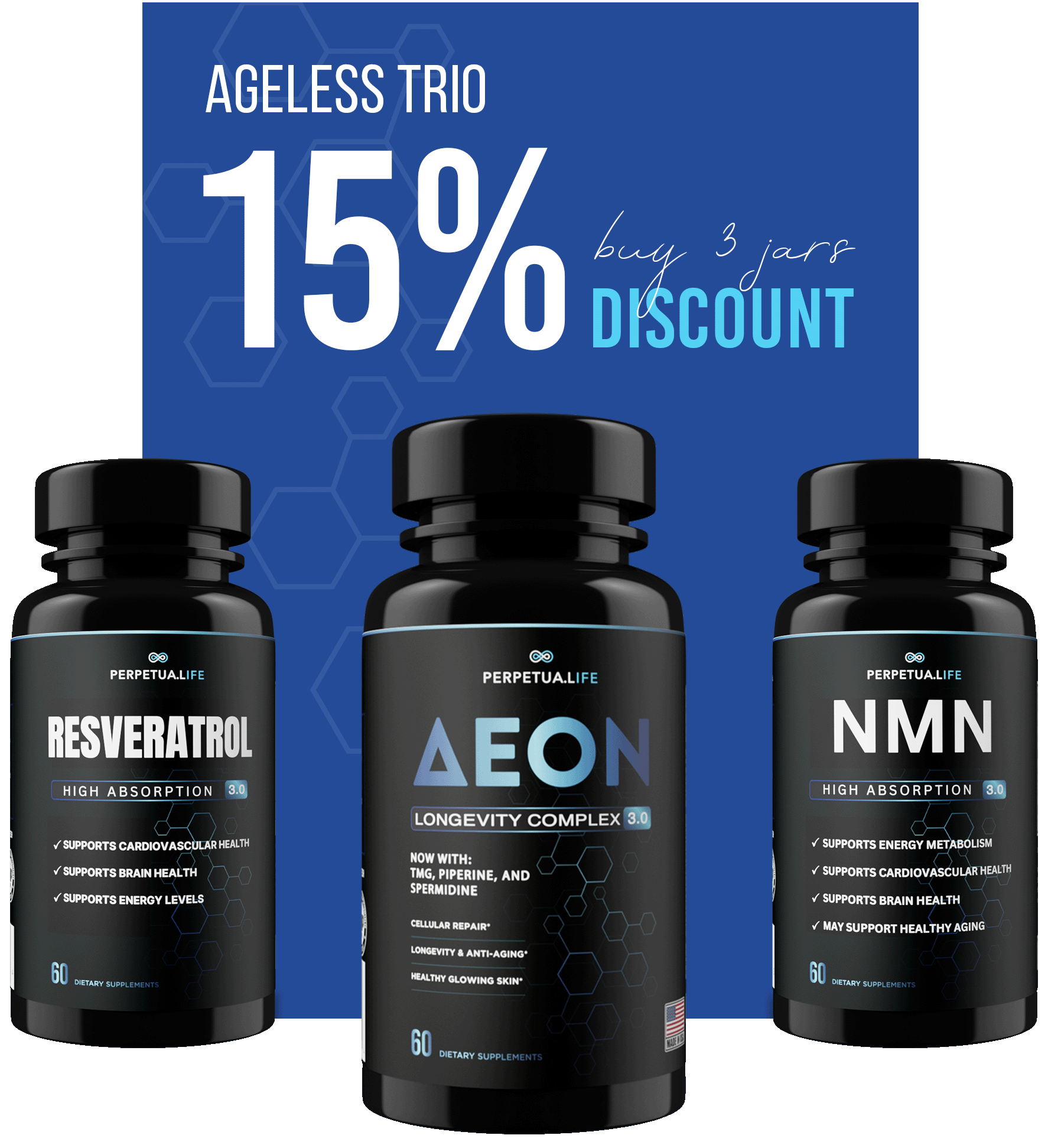 Super 3 Longevity Bundle | AEON + NMN + Resveratrol